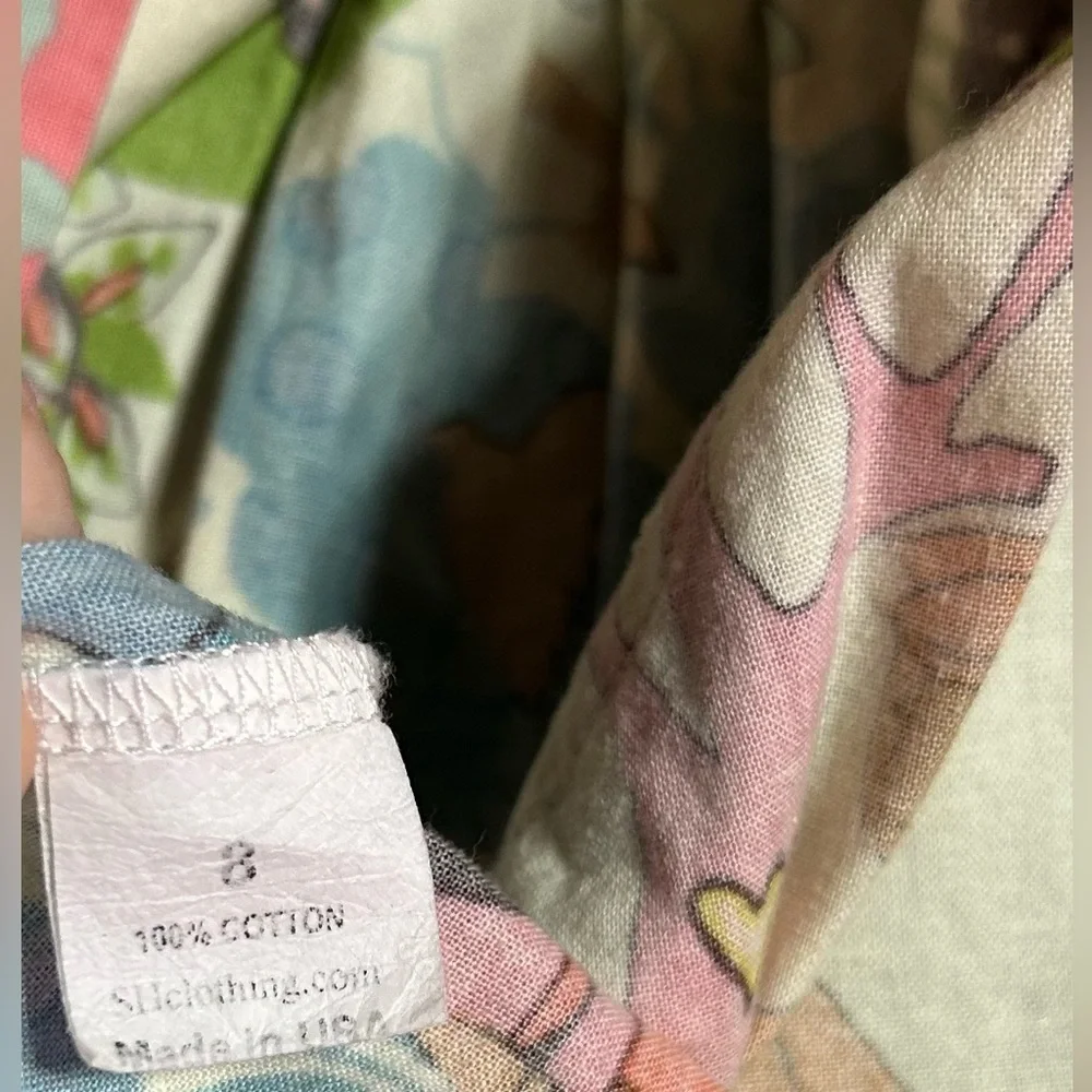 Vintage Unique Sweethoney‎ Sleeveless Dress with Whimsical Print, Pockets